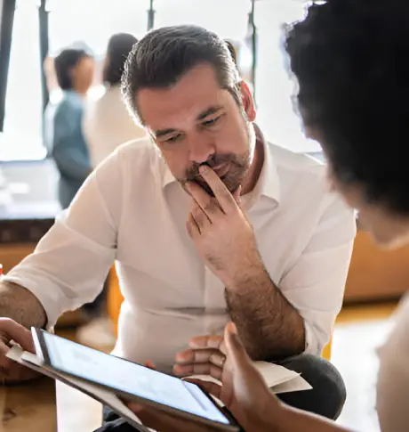 business consultant with client